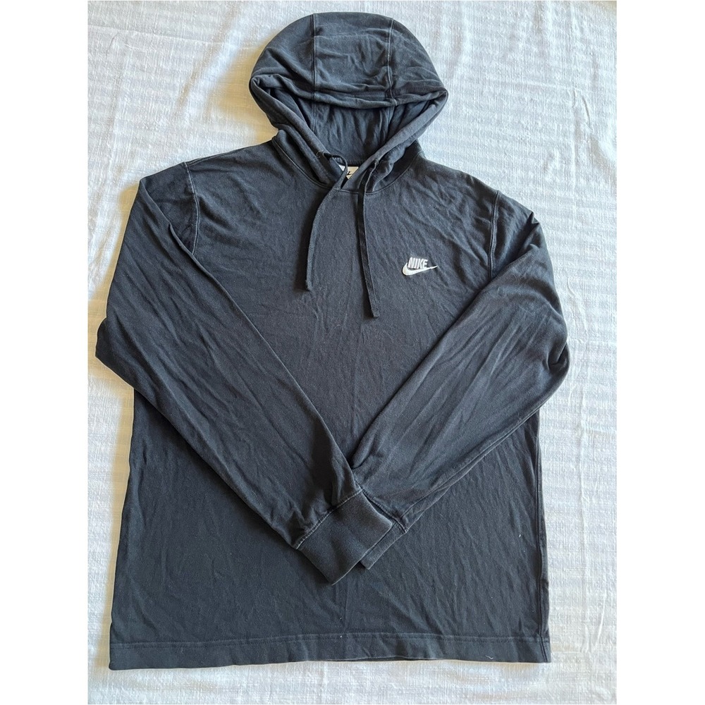 Nike Men's Black Pullover Hoodie with‎ White Logo